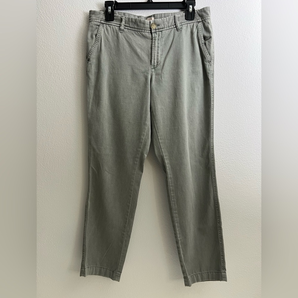 J.Crew Flat Front Mid Rise Front Slash Pocket Cropped Gray Pant Size 6 Inseam 27